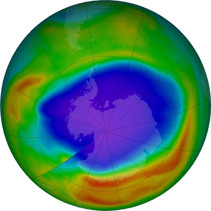 Antarctic ozone map for 06 October 2024